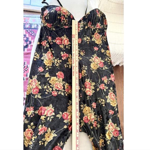 Vintage UNGARO LINGERIE Stretch Velour Body Suit in Floral Print - M - Picture 10 of 12